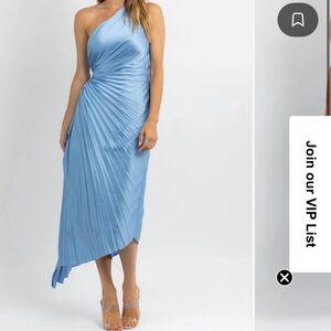 Aquamarine/ Sky Blue/ Baby blue pleated dress